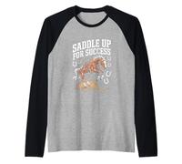 Saddle Up For Success - Caballo inspirador Camiseta Manga Raglan