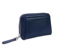 SADDLER Annabelle - Monedero para mujer, piel auténtica, cierre de cremallera, 2 secciones con protección RFID, Navy, Minimalista
