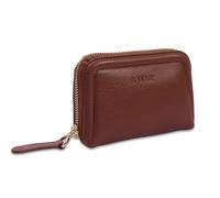 SADDLER Annabelle - Monedero para mujer, piel auténtica, cierre de cremallera, 2 secciones con protección RFID, Tan, Minimalista