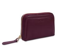 SADDLER Annabelle - Monedero para mujer, piel auténtica, cierre de cremallera, 2 secciones con protección RFID, granate, Minimalista