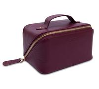 SADDLER Harriet - Neceser de piel para mujer, caja de cosméticos con cierre de cremallera, interior con estampado floral, caja de regalo, granate, Clásico