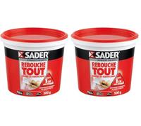Sader Rebouche Tout - Recubierto de retapado interior listo para usar, todos los soportes - Retapado y ecualización de agujeros y grietas hasta 1 cm - Junta de placa de yeso - Bote de 500 g