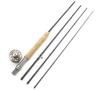 SADPRKR Carrete de caña de pescar con mosca de 8 pies y 9 pies, 4 secciones, portátil, de carbono, trucha, salmón, caña de pescar para principiantes, caña de pescar con mosca
