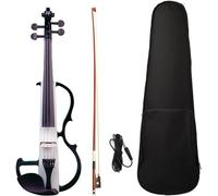 SADPRKR Estuche de transporte para violín eléctrico avanzado de tamaño completo, color negro y blanco, kit de arco de cable de audio para estudiantes principiantes