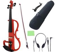 SADPRKR Estuche de violín eléctrico silencioso 4/4 con arco y línea de conexión de auriculares