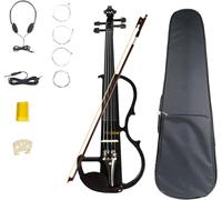 SADPRKR Estuche de violín eléctrico silencioso 4/4 con arco y línea de conexión de auriculares