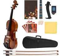 SADPRKR Juego completo de violín 4/4 con accesorios de ébano macizo y abeto de madera maciza, violín para principiantes con funda, lazos adicionales, cuerdas, reposamuñecas, colofonias