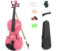 SADPRKR Juego de violín 4/4 de tamaño completo para adultos, para principiantes, soporte de hombro, Luo Qin, arco, afinador, cuerdas de puente adicionales