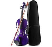 SADPRKR Juego de violín para niños y adultos 1/8 1/4 1/2 3/4 4/4 violines morados de tamaño completo para principiantes, estudiantes, kit de violín acústico de madera con estuche