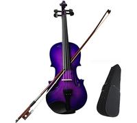 SADPRKR Juego de violín para niños y adultos 1/8 1/4 1/2 3/4 4/4 violines morados de tamaño completo para principiantes, estudiantes, kit de violín acústico de madera con estuche
