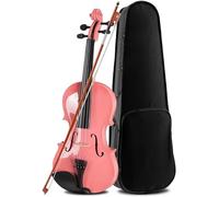 SADPRKR Juego de violín para principiantes, hecho a mano, sonido original, con caja, arco, puente, colofonia, tela y cuerdas de repuesto, rosa brillante