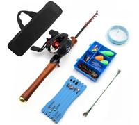 SADPRKR Mini UL ajustable Shrink Road Sub Pole Carbon Short Pezón Boca de Caballo Juego de Caña de Pescar de Agua Dulce Pequeña Caña de Pescar