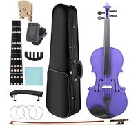 SADPRKR Violín adecuado para estudiantes principiantes, violín morado con caja de reloj, cuerda de arco, accesorios de soporte de hombro