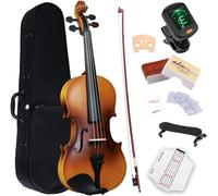 SADPRKR Violín de tamaño 1/2, juego de violín para niños principiantes con calcomanía de diapasón, reposamuñecas y afinador