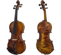 SADPRKR Violín hecho a mano de madera maciza con patrón de tigre, color marrón oscuro