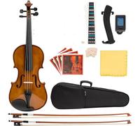 SADPRKR Violín principiante, niños adultos principiante, estudiante negro madera maciza abeto instrumento de cuerda con tapa dura, arco adicional, cuerdas adicionales, reposamuñecas, colofonia,