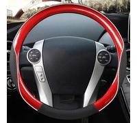 SADQRG Cubre Volante Fibra Carbono + Protector Cuero para Volante Coche para Toyota para Prius 30(XW30) 2009-2015 para Aqua 2014(Rojo)