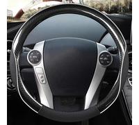 SADQRG Cubre Volante Fibra Carbono + Protector Cuero para Volante Coche para Toyota para Prius 30(XW30) 2009-2015 para Aqua 2014(Negro)