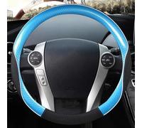 SADQRG Cubre Volante Fibra Carbono + Protector Cuero para Volante Coche para Toyota para Prius 30(XW30) 2009-2015 para Aqua 2014(Azul)