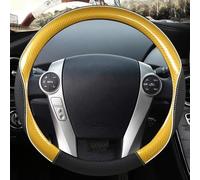 SADQRG Cubre Volante Fibra Carbono + Protector Cuero para Volante Coche para Toyota para Prius 30(XW30) 2009-2015 para Aqua 2014(Gold)