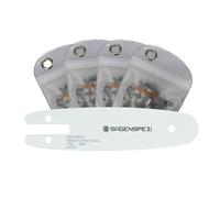 SÄGENSPEZI Juego de rieles guía de 158 mm, 0,3 pulgadas, 28 TG, 1,1 mm, incluye 4 cadenas aptas para Güde MK18-201-05 y Parkside PGHSA12