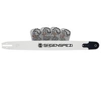 SÄGENSPEZI Set: 71 cm de guía de acero completo + 4 x cadena de sierra de media cincel de 3/8" 1,3 mm 91TG | con estrella de desviación, apto para Stihl MS361, MS391, MS440, MS460, MS462, MS500i