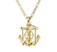SAELACY Collar con colgante de crucifijo de Jesús chapado en oro blanco de 14 quilates para mujeres y hombres, colgante de San Patrón, joyería religiosa, middle, Acero inoxidable, Sin piedra preciosa