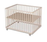 Sämann Parque infantil Eko de 75 x 100 cm, altura regulable en 3 alturas, madera de haya natural