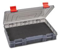 Sänger Top Tackle Systems Iron Claw Vario Box Serie, transparente gris, caja de cebo UV para pescadores, resistente caja de accesorios, compatible con bolsas de garra de hierro (27,5 x 18 x 4,5 cm EVA