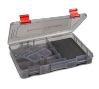 Sänger Top Tackle Systems Iron Claw Vario Box Serie, transparente gris, caja de cebo UV para pescadores, resistente caja de accesorios, compatible con bolsas de garra de hierro (27,5 x 18 x 4,5 cm