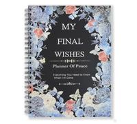 SAETON My Final Wishes Spiral Notebook “Everything You Need to Know When I'm Gone” End of Life Planner with Blue Flower Design