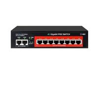 SAEVVCJWW Conmutador Gigabit AI PoE Completo, 48V, 8 Puertos, Potencia incorporada, 120W, Red de conmutador Ethernet for cámaras IP