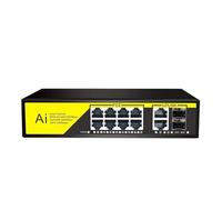 SAEVVCJWW Conmutador PoE de 52V Conmutador Ethernet de 100Mbps/1000Mbps Red Ethernet de 6/12 Puertos 802.3 AF/at (Size : Black-12port)