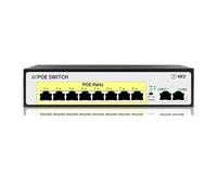 SAEVVCJWW Conmutador PoE de 8 Puertos, Enlace Ascendente de 100 M, Fuente de alimentación incorporada de 120 W, Adecuada for cámaras de Red