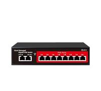 SAEVVCJWW Conmutador PoE de gestión de Nube Gigabit de 8 Puertos, 48V, Escritorio PoE Activo, 100/1000Mbps, Interruptor de Control de aplicación SFP, Plug and Play