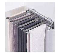 SAeWare Soporte extensible para pantalones de 9 brazos, estante multifuncional extraíble para pantalones, riel deslizante de montaje lateral, organizadores de ropa, montaje lateral derecho gris