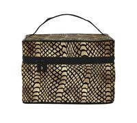 Safari Africano Negro Oro Pitón Piel Animal Sepia, Bolsa de Maquillaje Bolsa de cosméticos Bolsa de Aseo de Viaje portátil Estuche para lápices