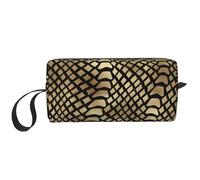 Safari Africano Negro Oro Pitón Piel Animal Sepia, Bolsa de Maquillaje Bolsa de cosméticos Bolsa de artículos de tocador de Viaje portátil Bolsa de Maquillaje