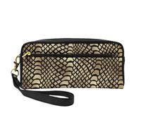 Safari Africano Negro Oro Pitón Piel Animal Sepia, Bolsa de Maquillaje Bolsa de cosméticos Bolsa de Aseo de Viaje portátil Estuche de Cuero para Mujeres y niñas