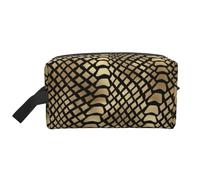 Safari Africano Negro Oro Pitón Piel Animal Sepia, Bolsa de Maquillaje Bolsa de cosméticos Bolsa de artículos de tocador de Viaje portátil Organizador de Bolsa de Maquillaje