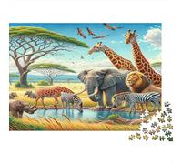 Safari Africano Vida Silvestre Puzzle Imposible,desafío for Adults Interesante Juego Educativo 1000 Piezas Obra De Arte De Juego De para Adultos Y Niños 52x38cm/1000pcs