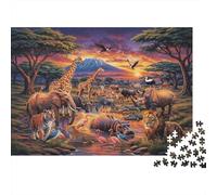 Safari Animals 1000 Piece Puzzles Reciclado African Style Puzzle for Elderly Puzzle Juego Accesorios for Familia and Friends Cumpleañoss Great Regalo 70x50cm/1000pcs