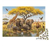 Safari Animals Puzzles para Elderly 1000 Piezas Reciclable Papel African Wildlife Puzzle para Adultos Interesting Familiar Juego Accesorios Party Juego Accesorios para Hogar 52x38cm/1...