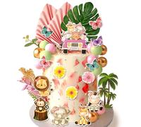 safari babyshower decoraciones para tarta cake topper niña dos salvajes decoracion de pastel safari tarta wild one adornos de tarta de animales del zoo para niña de 1er cumpleaños
