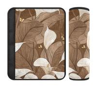 Safari Calla Lily Brown Flower - 2 fundas para cinturón de seguridad para cinturón de seguridad para cortar el cuello para accesorios de avión para carro