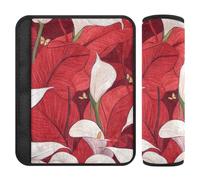 Safari Calla Lily Red Flower - Paquete de 2 almohadillas para cinturón de seguridad de coche que liberan el estrés en tu cuello y hombros para forro de camión para cinturón de seguridad