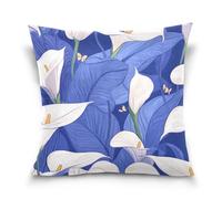 Safari Calla Lily Royal Blue - Fundas de almohada cuadradas para decoración del hogar para sofá, 45,7 x 45,7 cm