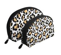 Safari con Estampado Animal de Piedras de Leopardo, Bolsa de Maquillaje de Concha, Monedero pequeño para Mujer, Bolsa de artículos de tocador, Bolsa de cosméticos, 2 Piezas