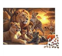 Safari de la Familia Lion Puzzle 1000p para Adultos Tiempo Libre Decoración del Hogar Mejor Valorados Decoración De Pared Cartón Grueso 38x26cm/1000pcs