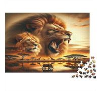 Safari del Rugido del león Puzzles 1000 Piezas Papel Reciclado para Adultos Puzzle para Adultos Juego Educativo para descompresión Regalo Divertido para casa 38x26cm/1000pcs
